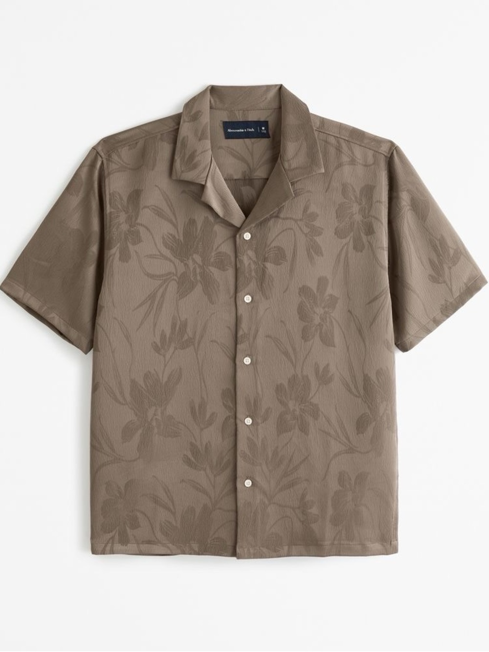 Abercrombie & Fitch Silky Floral Camp Collar Shirt - Dark Brown